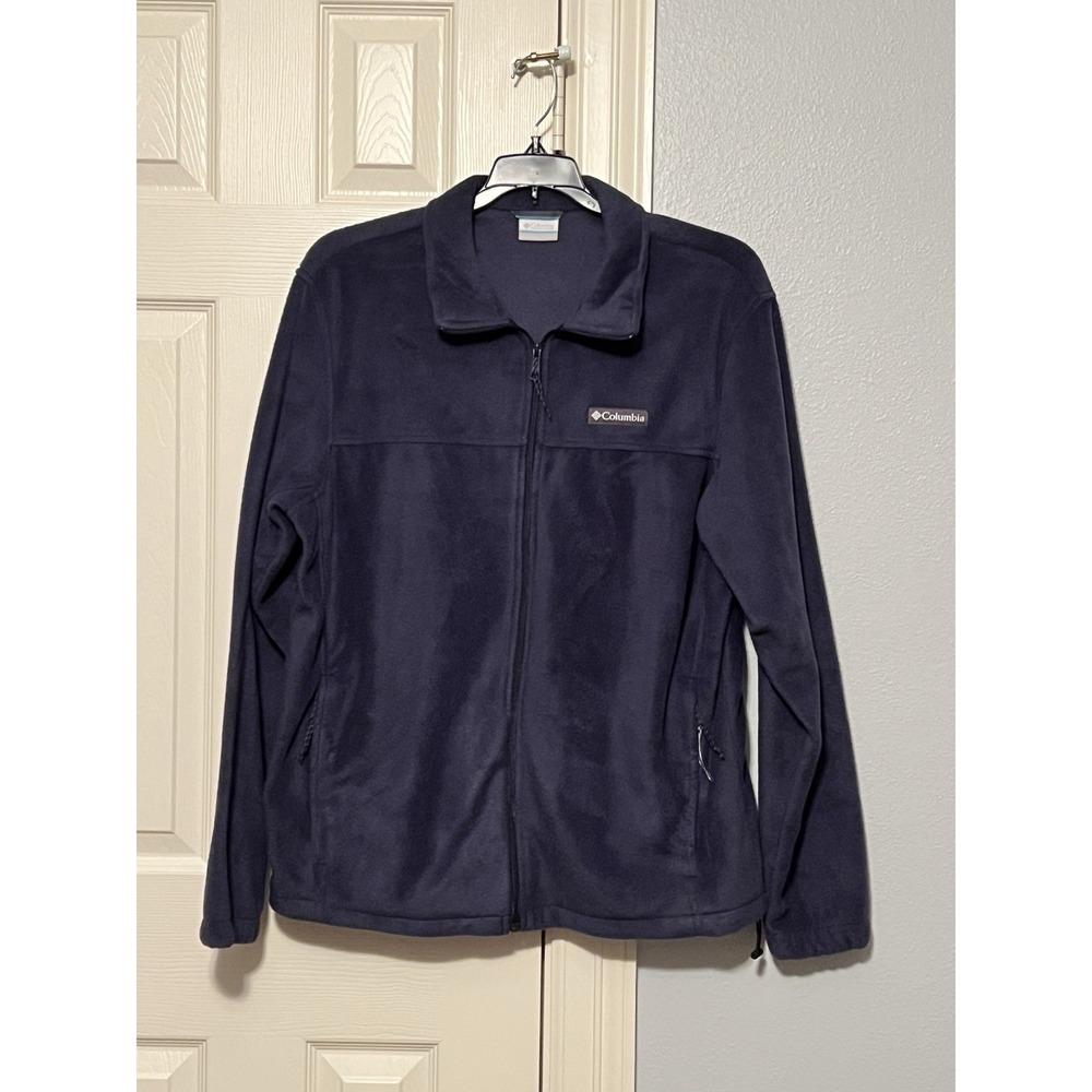 Mens Columbia Fleece Jacket Full Zip Navy Blue L Large Lightweight Outdoor
